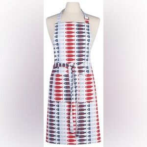 Now Designs Little Fish Apron Red Blue Fish Print Kitchen Cooking Apron